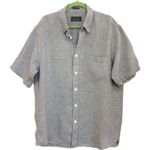 Orvis Navy Houndstooth linen short sleeve size L